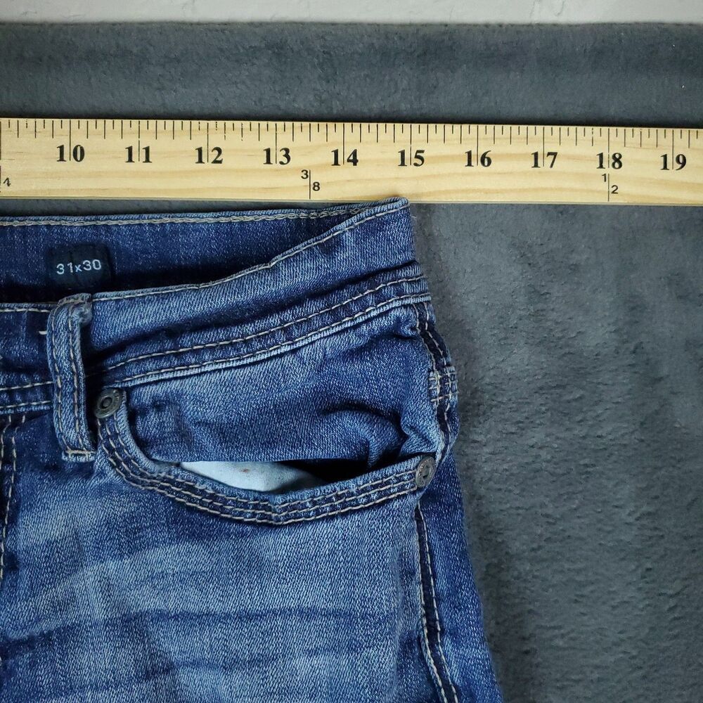 BKE Alec Skinny Jeans Mens 30x29 Blue Denim Stretch Distressed Faded Modern Fit - Picture 9 of 16